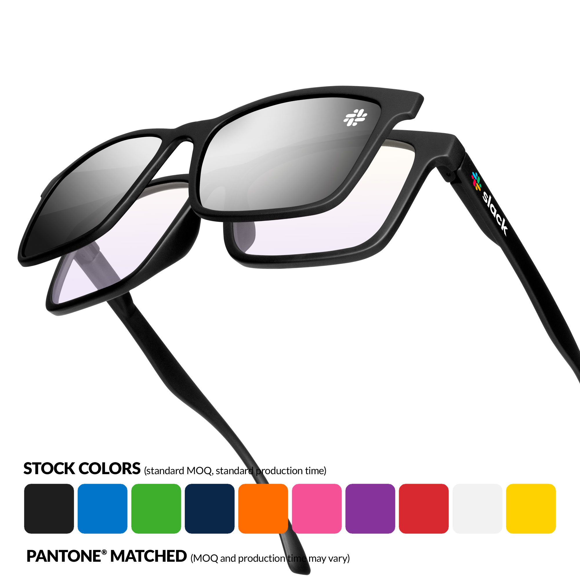 Blue Light Blocking Duo Frame w/ Snap Mirrored Lens & Full Color Imprint (Lens + Temple) 11