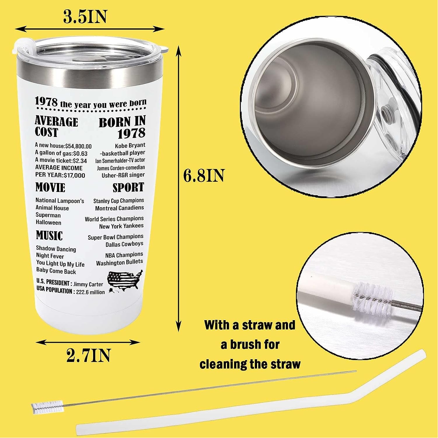 Insulated Travel Tumblers 20 Oz Stainless Steel Tumbler Cup with Lid and Straw Powder Coffee Mug 3