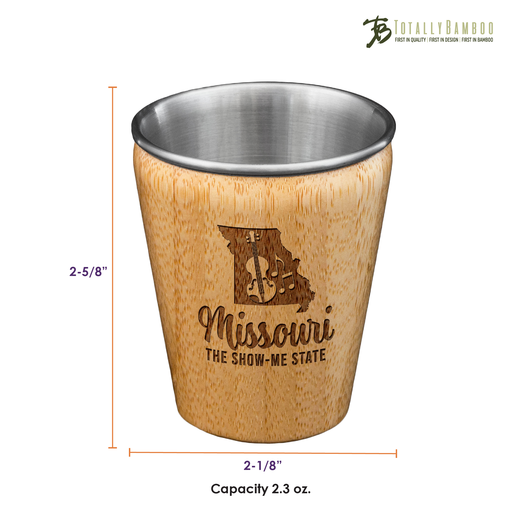 Missouri State Bamboo and Stainless Steel Shot Glass 4