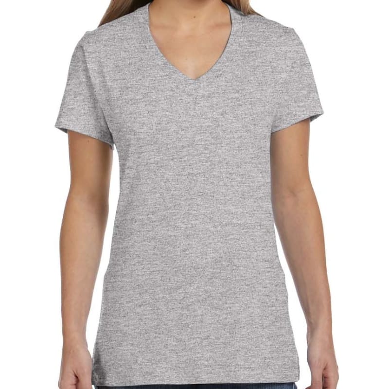 Hanes Ladies 4.5 Oz., 100% Ringspun Cotton Nano-T® V-Neck T- 23