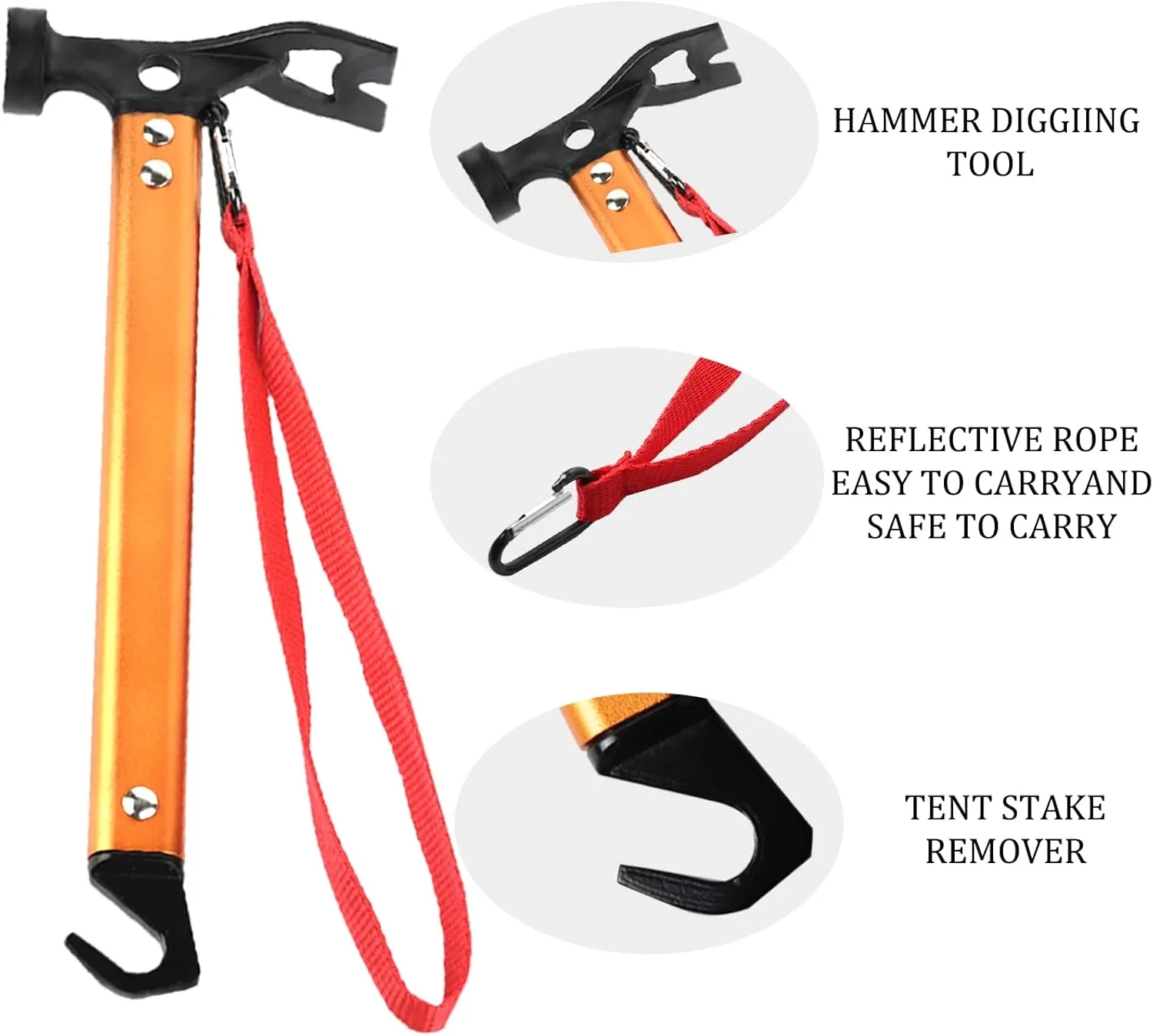 3 in 1 Steel Aluminum Camping Hammer 5
