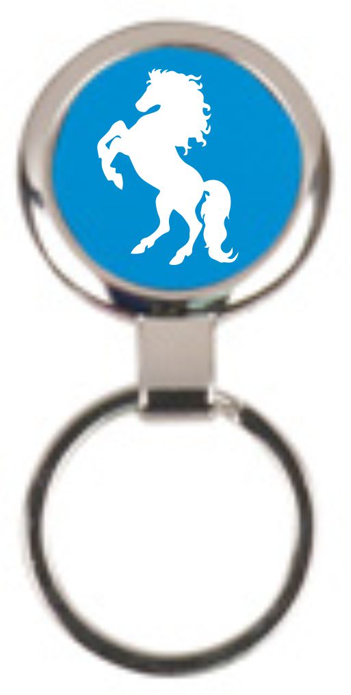 2 1/2" Blue Round Metal Keychain