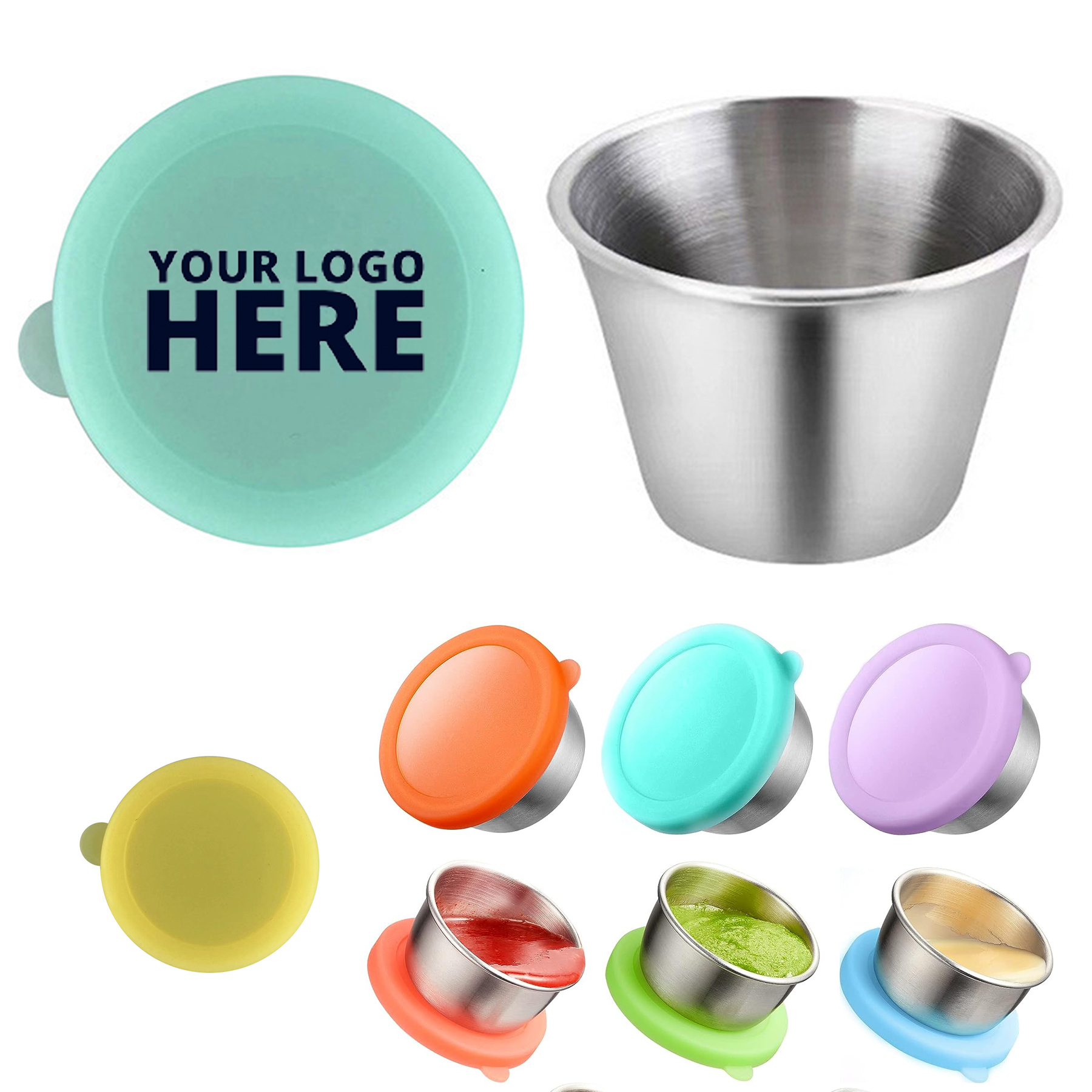 1.7 OZ Satinless Steel Sauce Cup With Lid 1