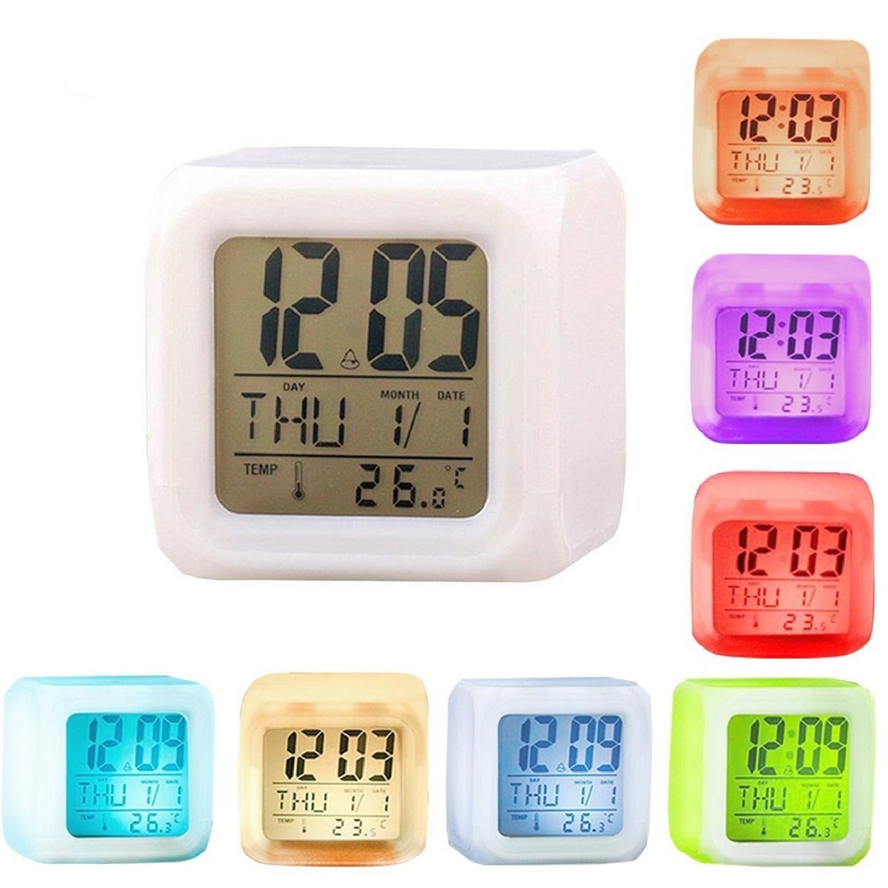 NEW Portable 7 Colors Changing Clock with Battery 2