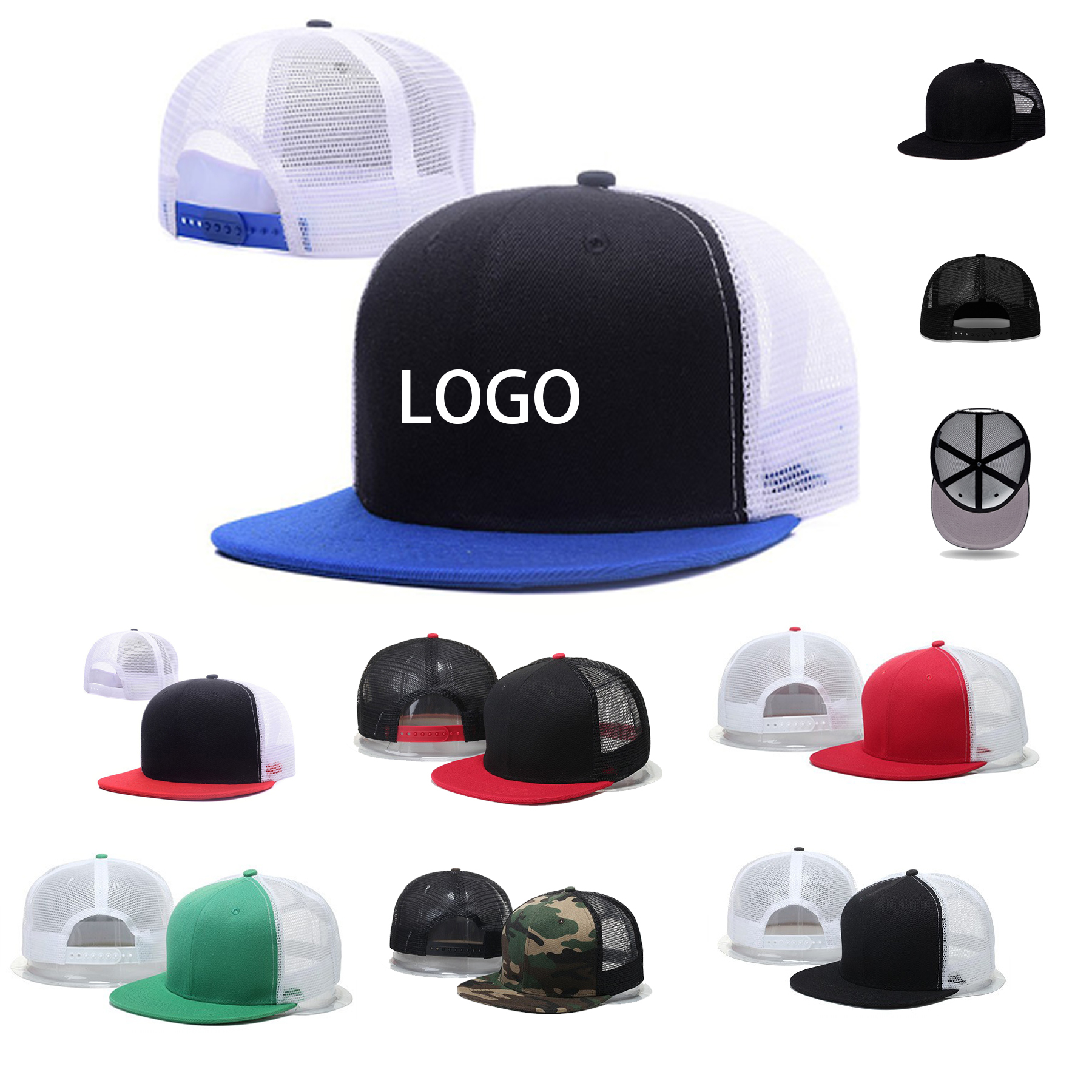 Hip Hop Style Flat Bill Mesh Caps 1
