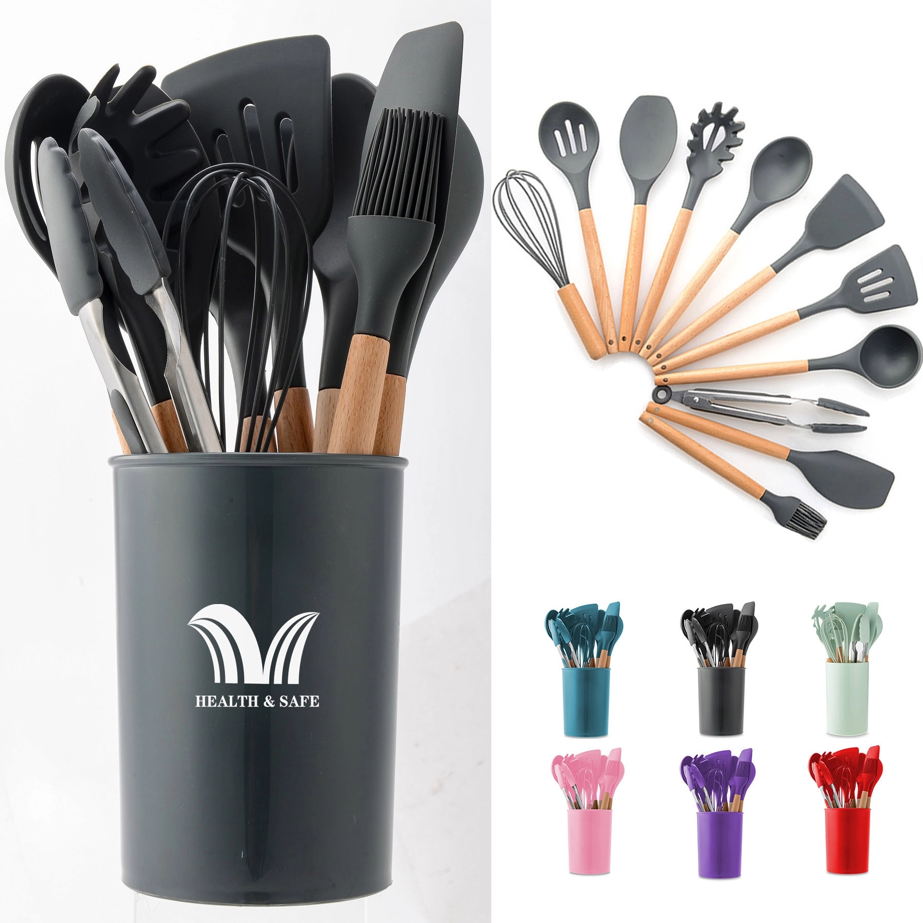 Silicone Kitchen Utensils Set With 12 Tools 4