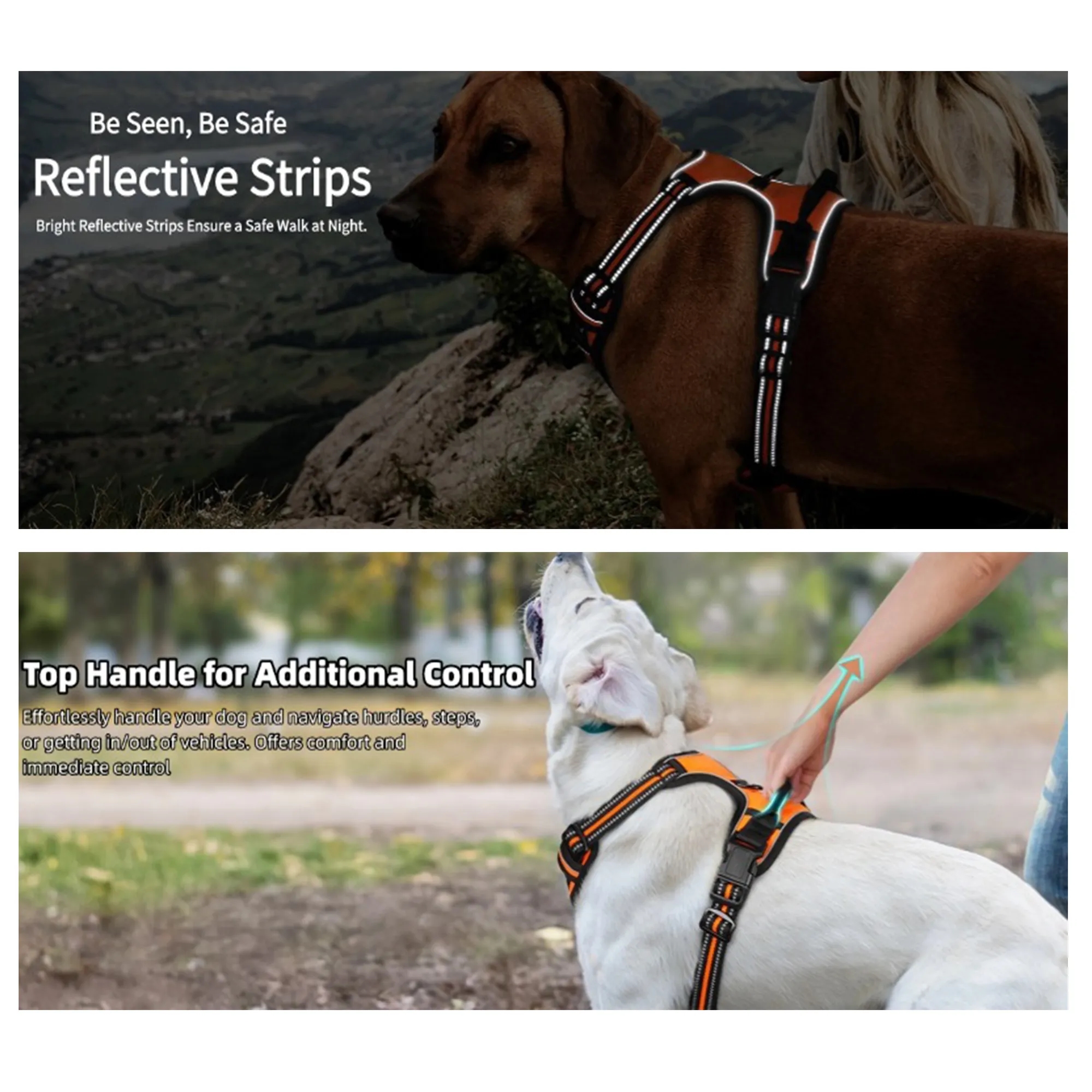 Adjustable Dual Reflective Dog Harness Vest Leash Set 5