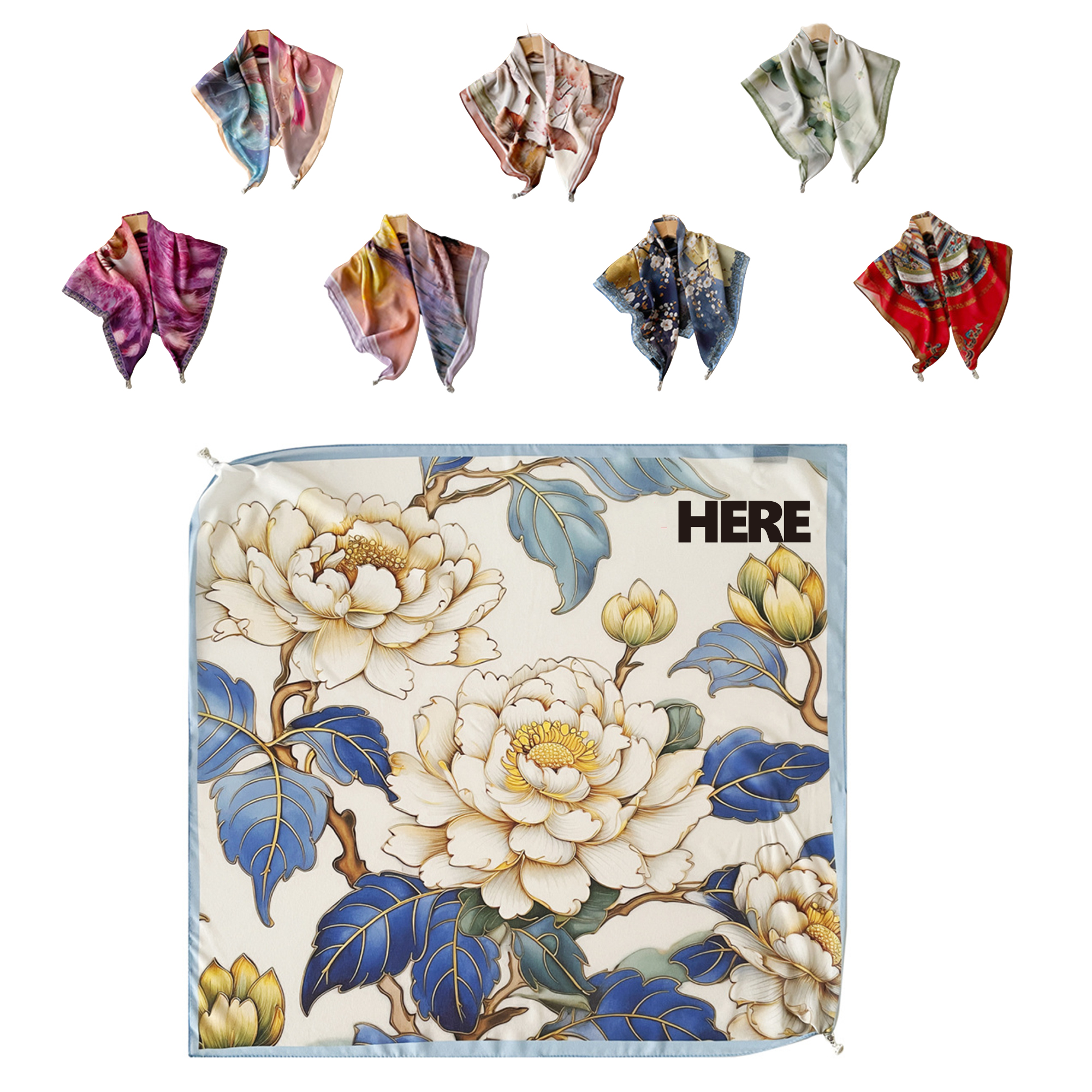 Silk Magnetic Scarf with Colorful Designs 3