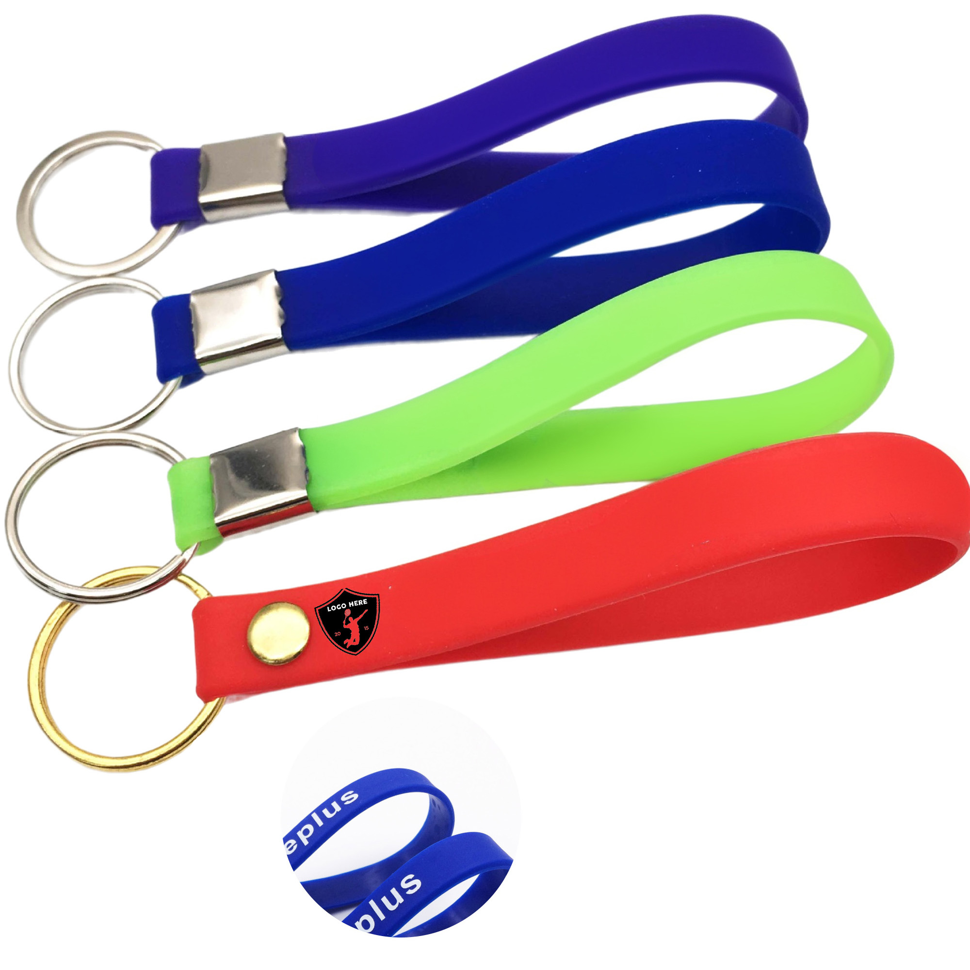 MOQ 50 Custom Silicone Wristband Keychain with Printing 1