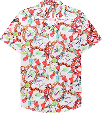 100% Polyester Regular Fit Short Sleeve Casual Hawaiian Shirt for Men 6