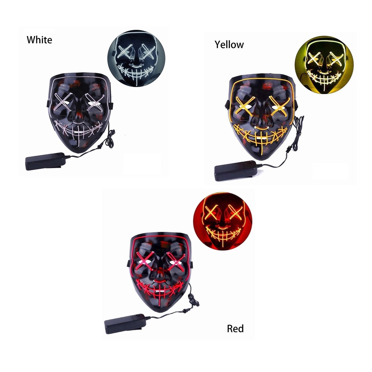 Halloween LED EL Light Up Scary Mask 1
