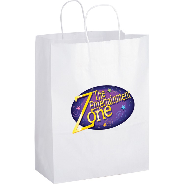 White Kraft Paper Shopper with Twisted Paper Handles 1
