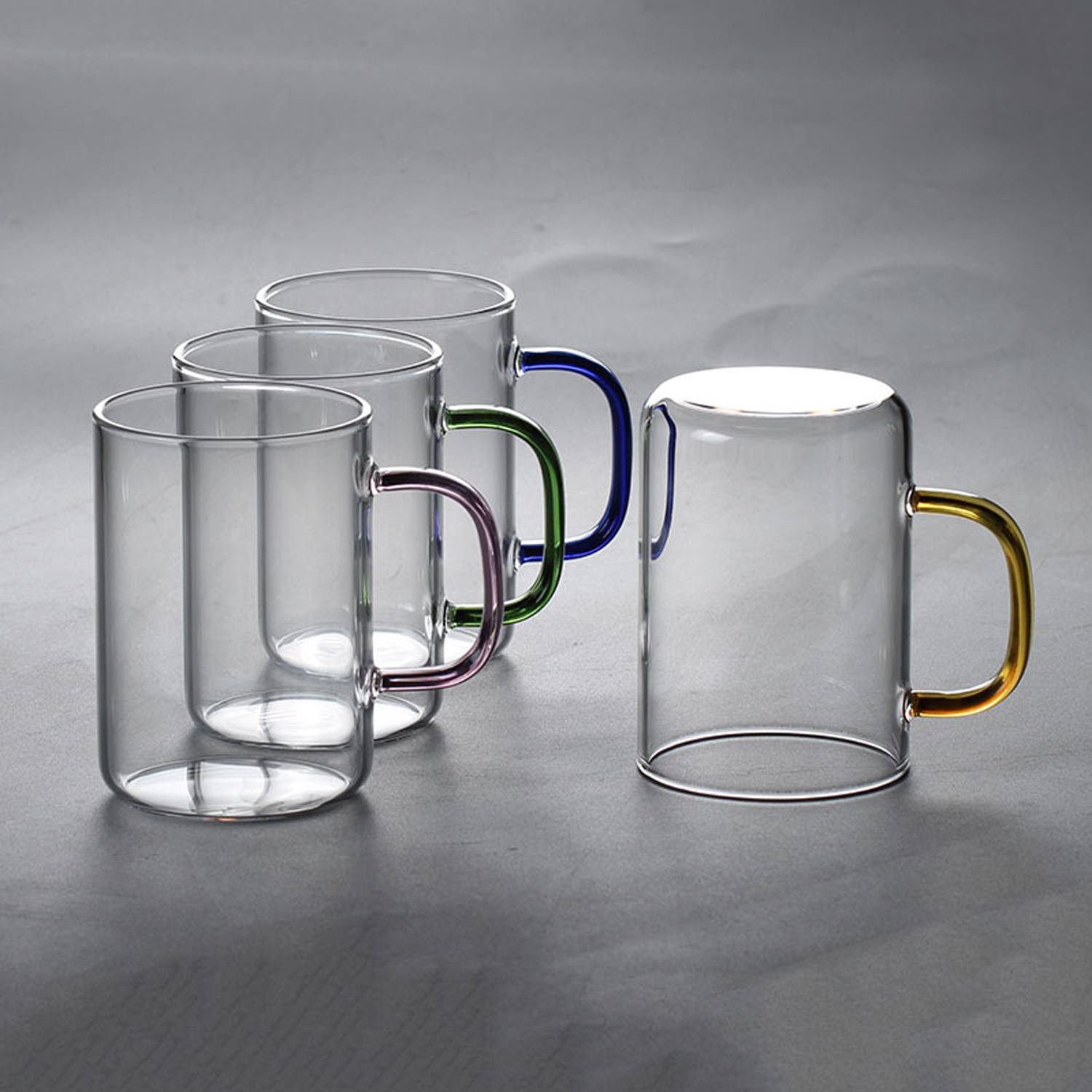 12oz Colorful Handle Heatproof Glass Mug 6