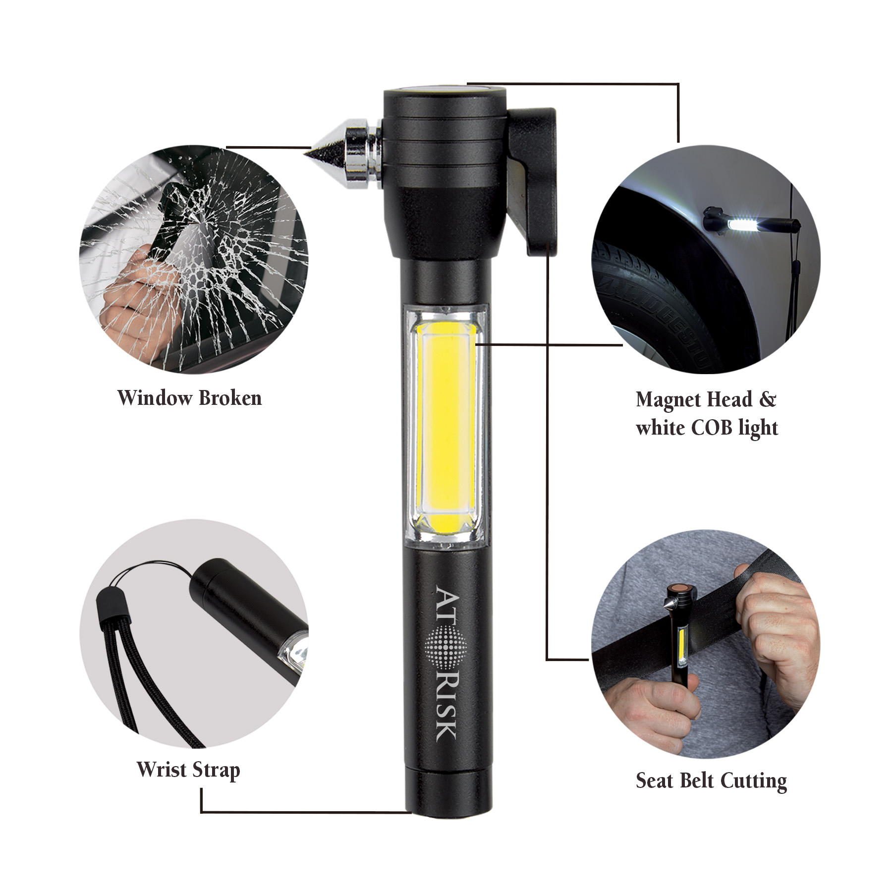 4 in 1 Safety Tool with COB Flashlight 2