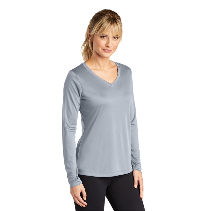 Sport-Tek Women's Long Sleeve PosiCharge Competitor V-Neck Tee. 8