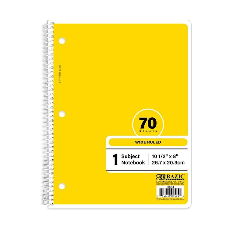 Wide Ruled Notebooks - 70 Sheets Yellow 1