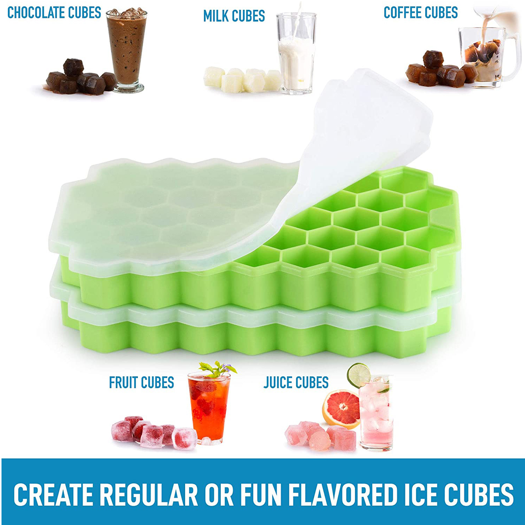 Silicone 37pcs Ice Cube Tray With Cover 8