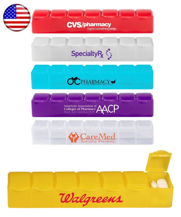 7 Day Pill Box Planner with Large Compartments - 1-Color Print 2