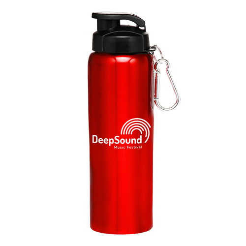 Stainless Steel Sports Water Bottle - with Carabiner, 27 oz. 5