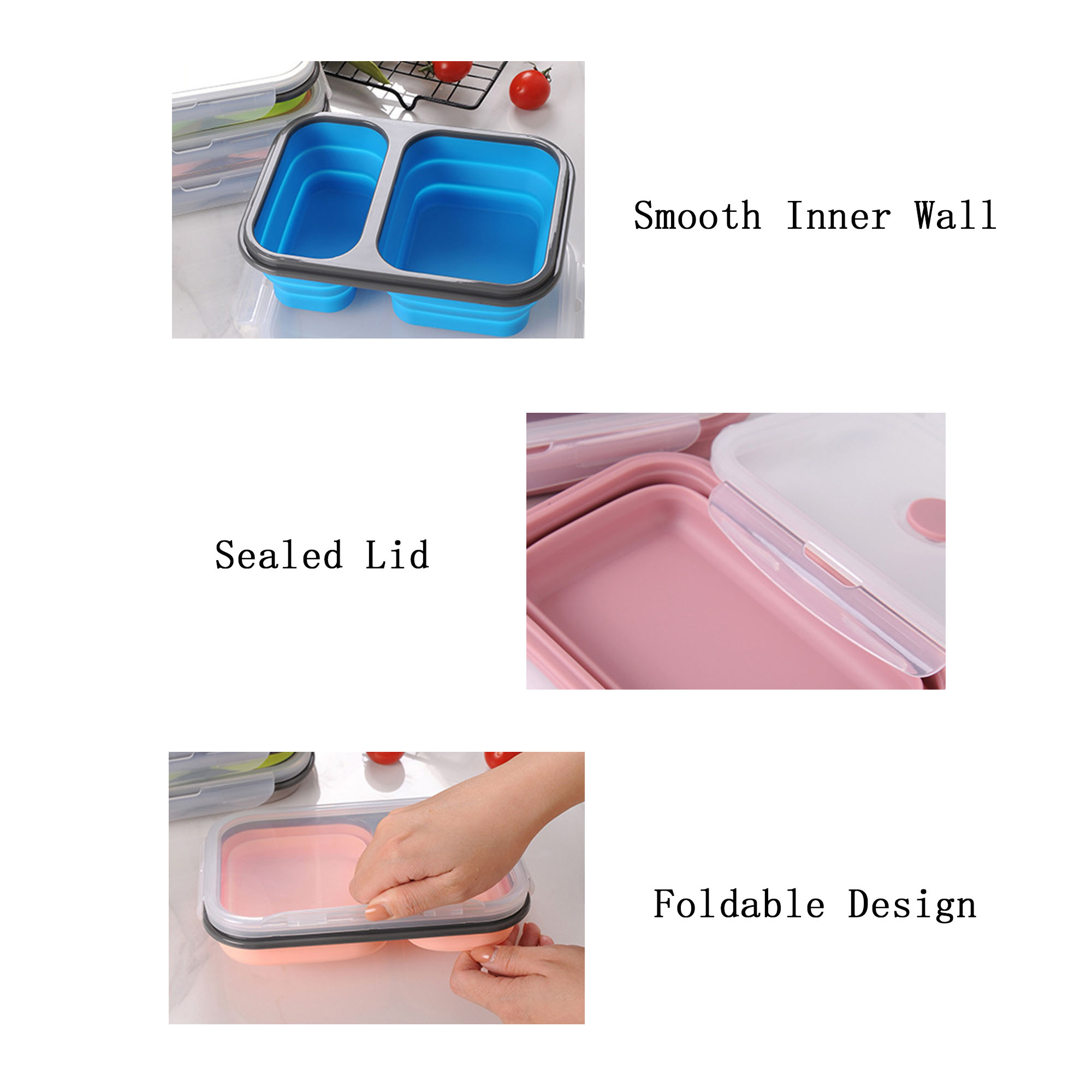 Foldable Silicone Bento Box with Spoon 3