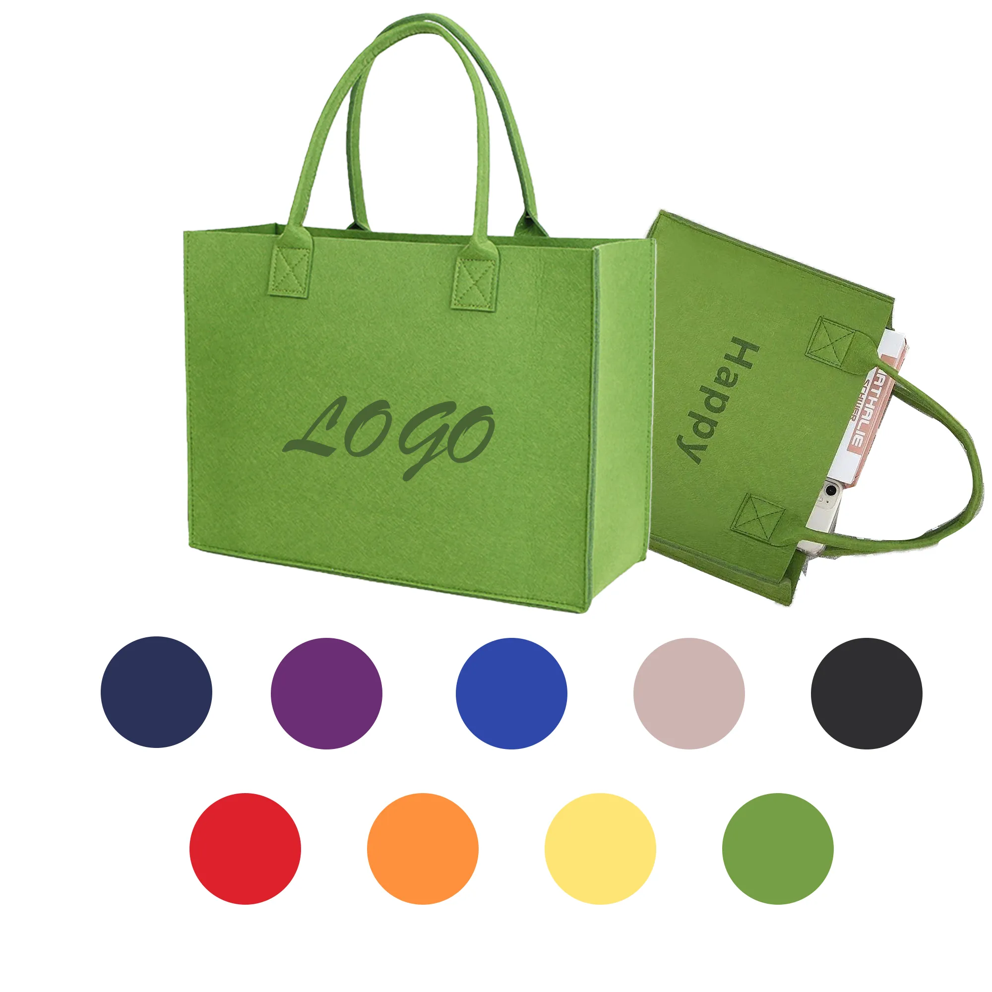 Multicolor Large Capacity Shopping Felt Tote Bag 12