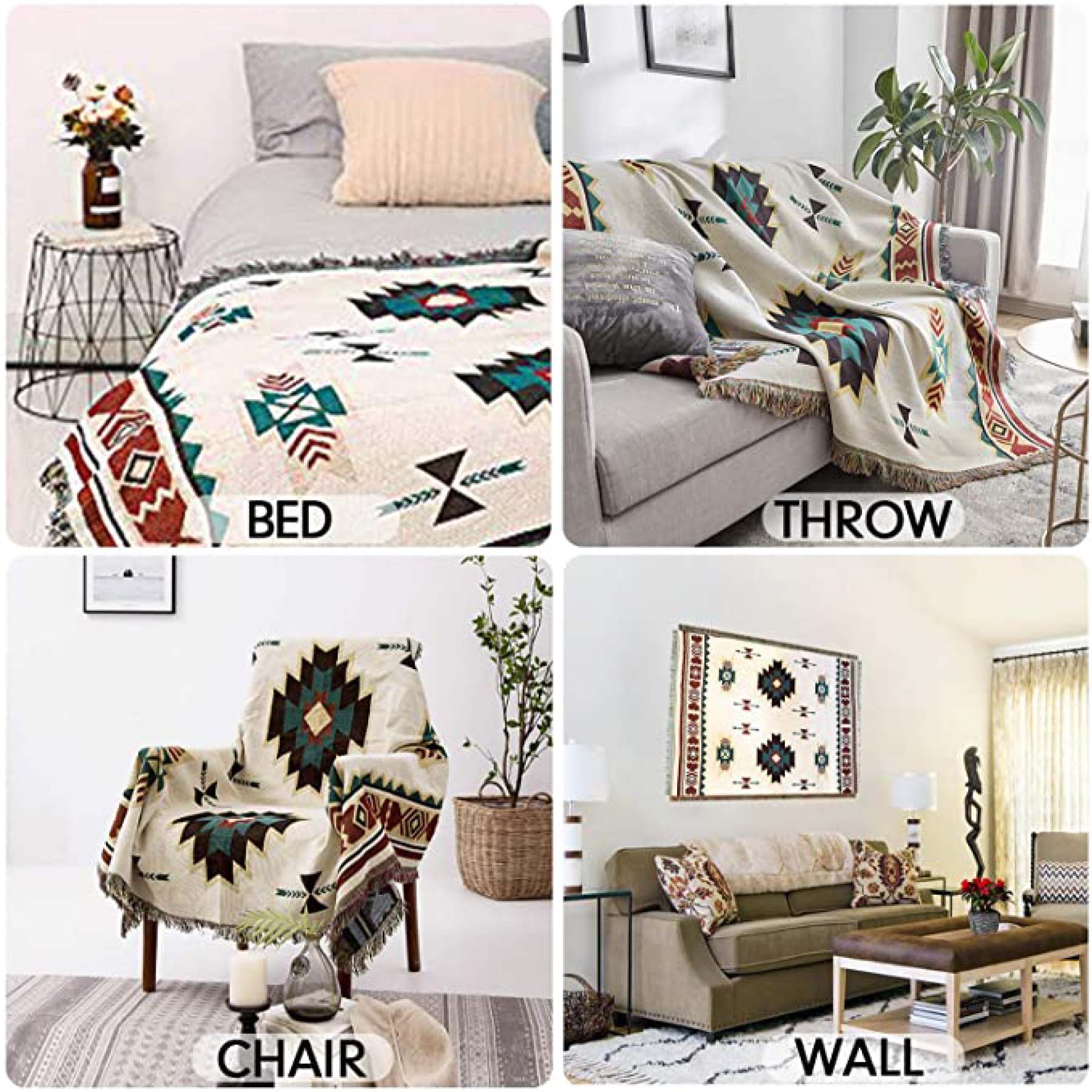 Custom Woven Tapestry Throw Blanket with Fringe (50"x60") 6