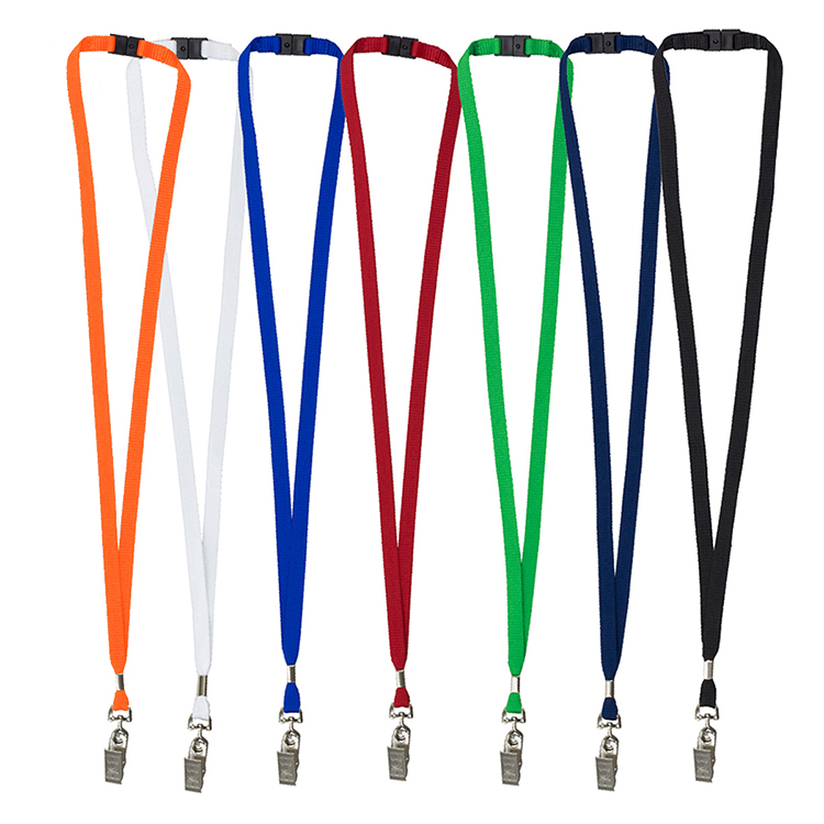 "Owen" 3/8" Blank Lanyard with Breakaway Safety Release Attachment - Bulldog Clip 12