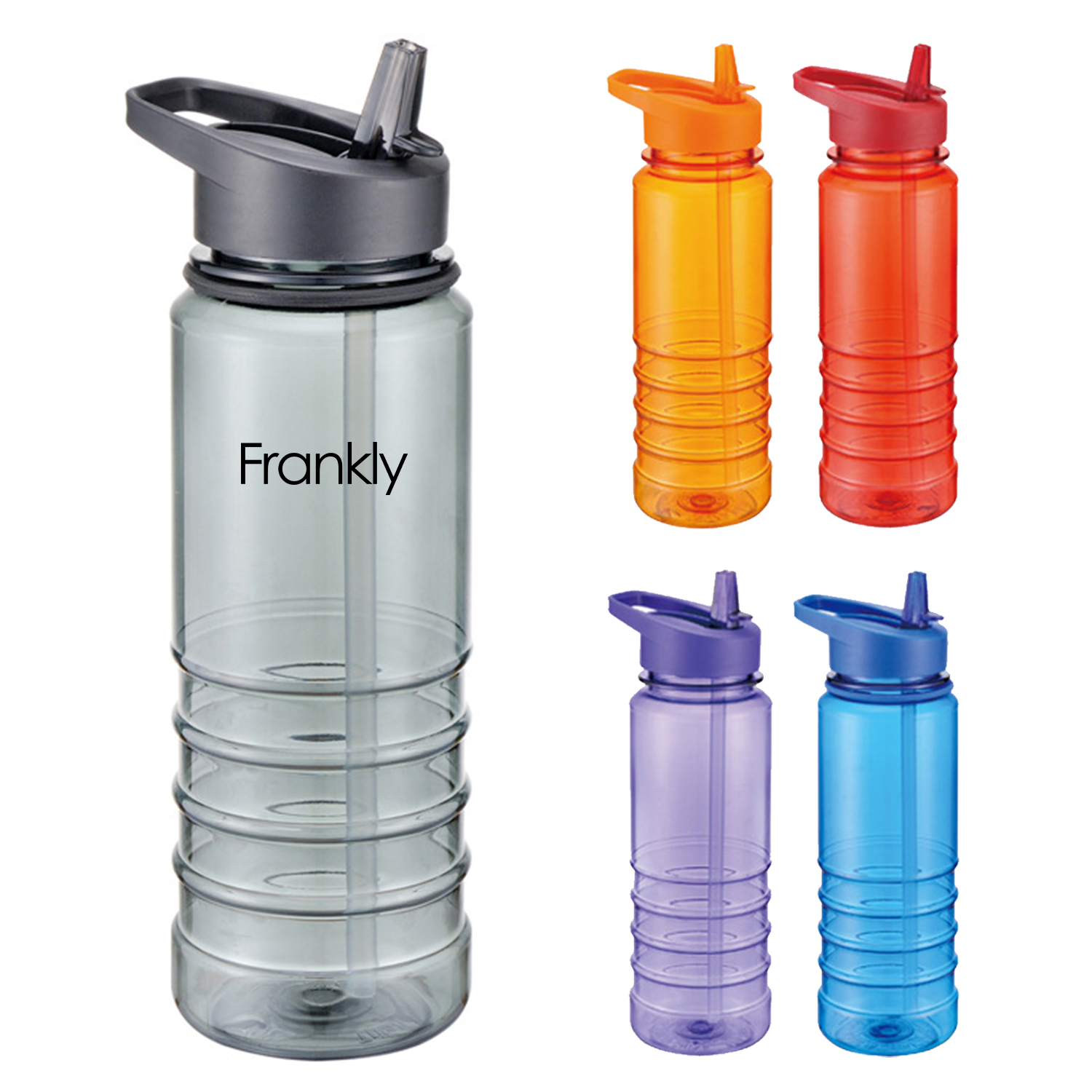 Plastic Sports Water Bottle with Flip Straw