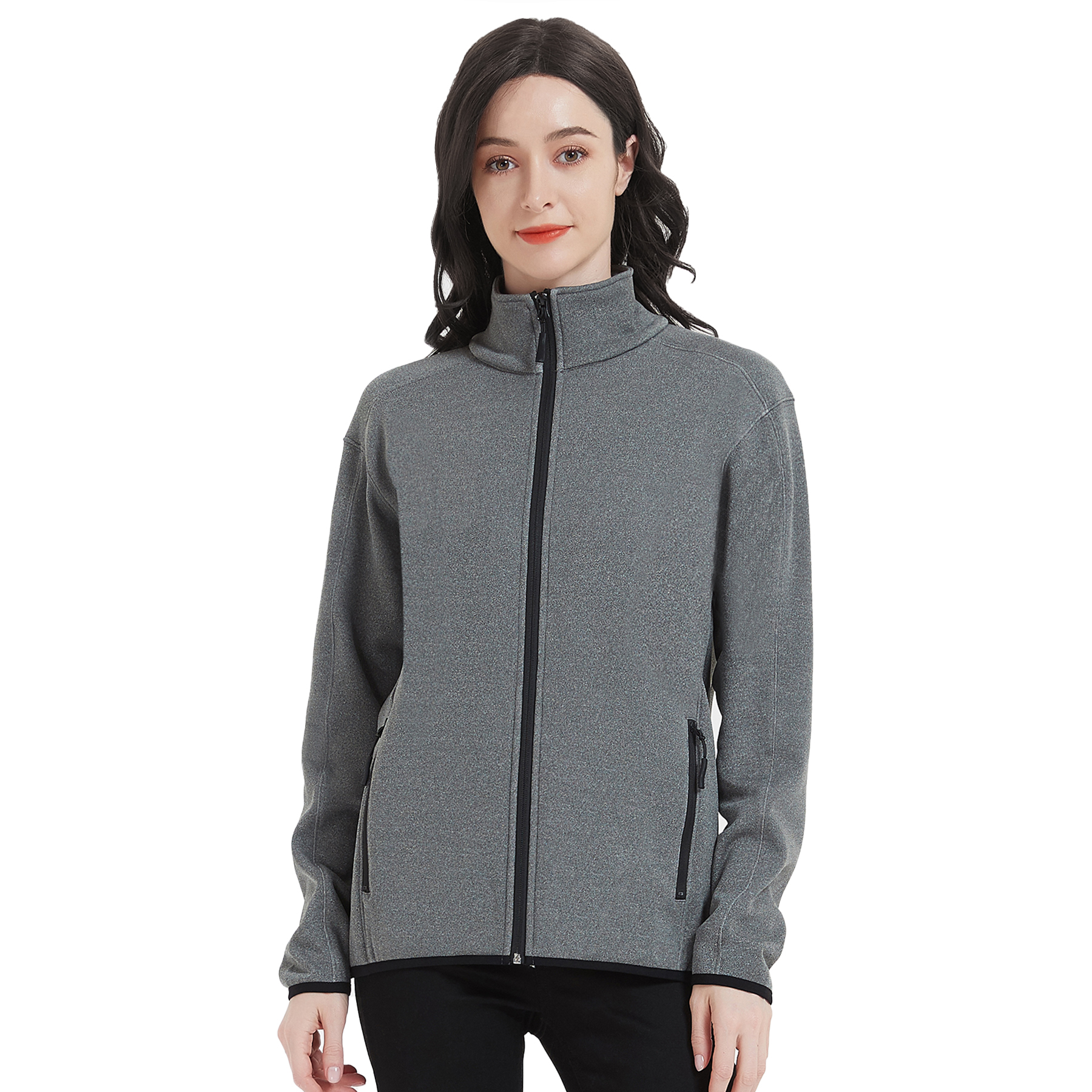 Women's Heathered Sweater Full-Zip Fleece Jacket 13