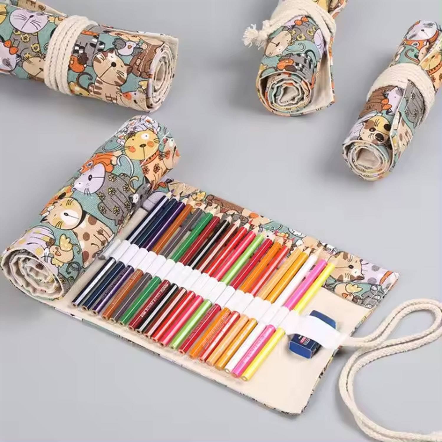 Canvas Colored Pencil Case Roll Storage Bag 2