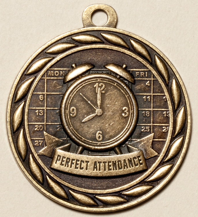 Perfect Attendance Medal, 2" 2