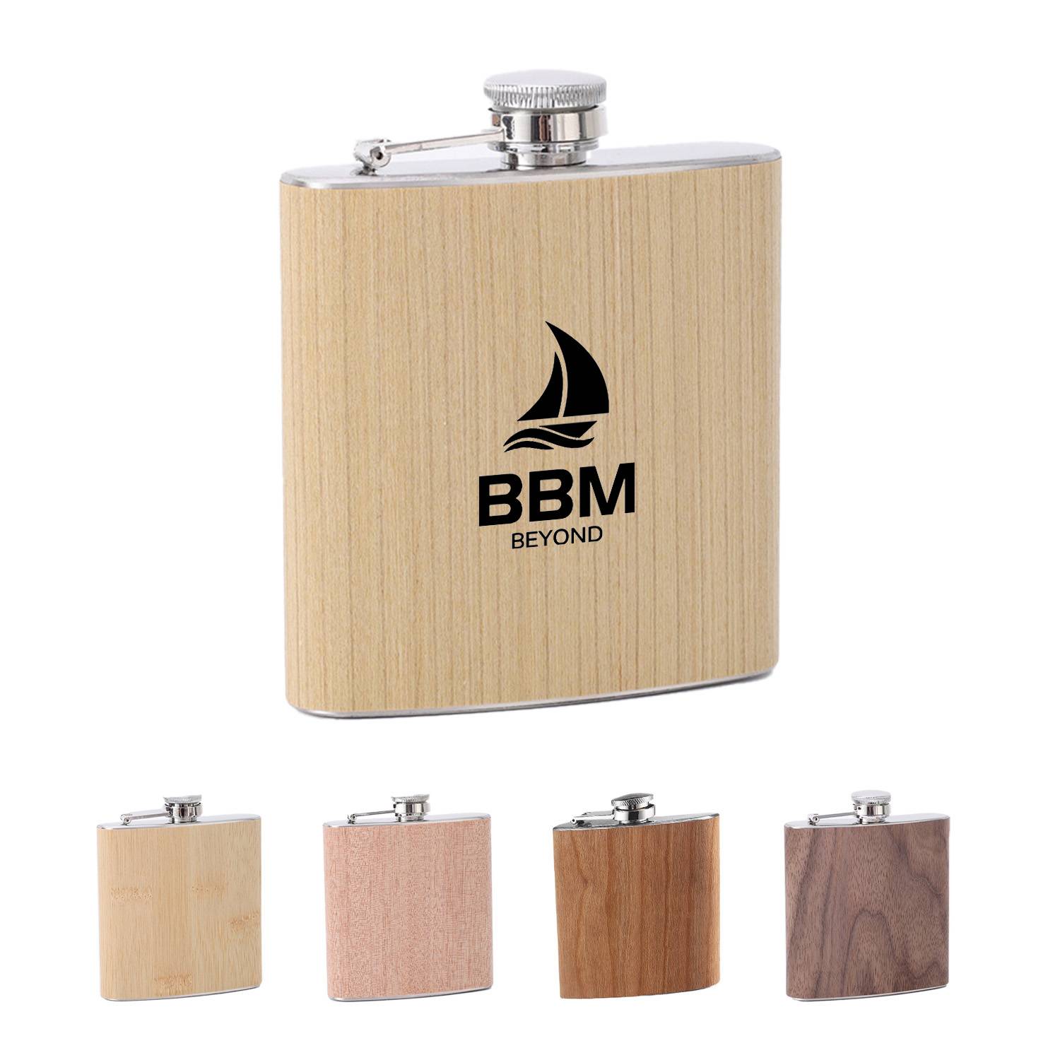 Wood Grain Stainless Steel Hip Flask 2