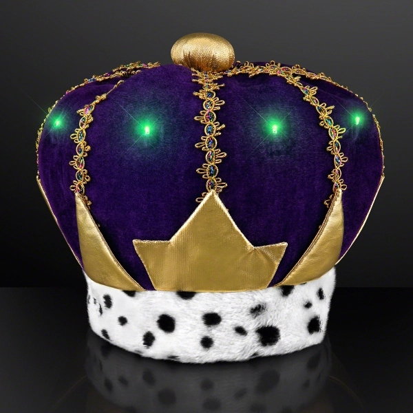 Light Up Mardi Gras King Crown Hat 1