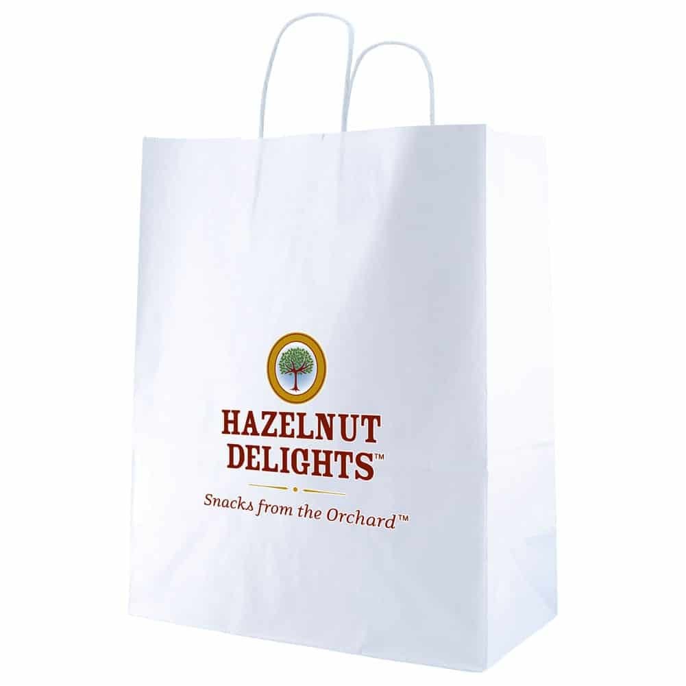 White Kraft Shopping Bag (10" X 4.5" X 12.5") Large 2