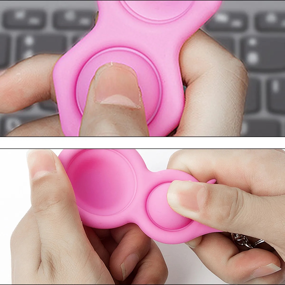 Silicone Pop Fidget Keychain Toy With Tri-Bubble Design 1