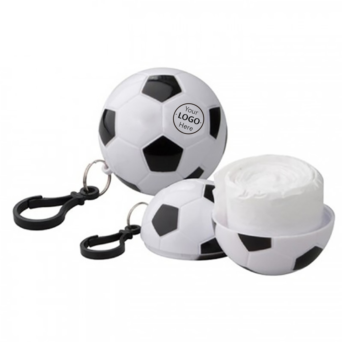 Disposable Raincoat Poncho Football Keychain 1