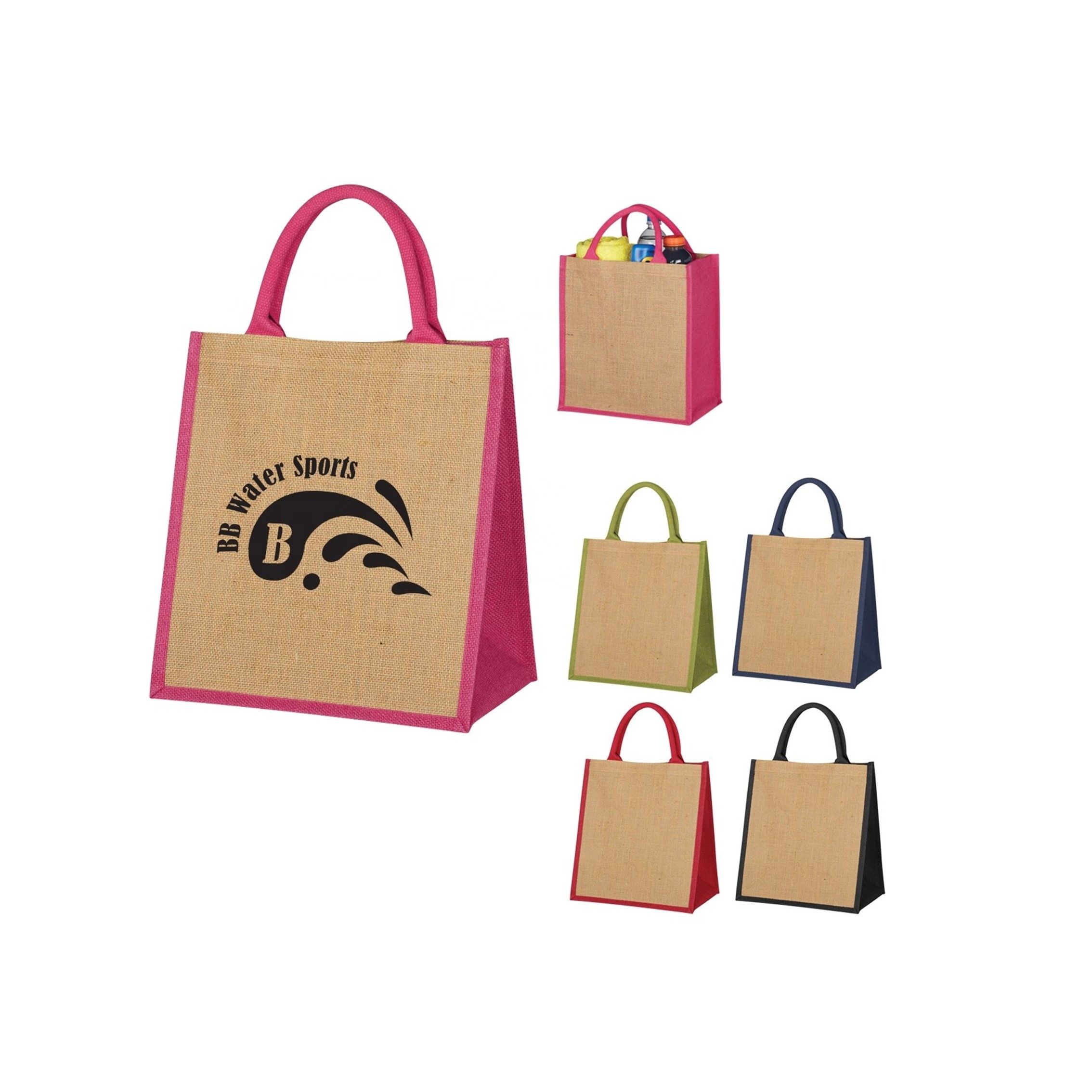 Customized Design Jute Shopping Bag, custom tote bag with logo imprint 2