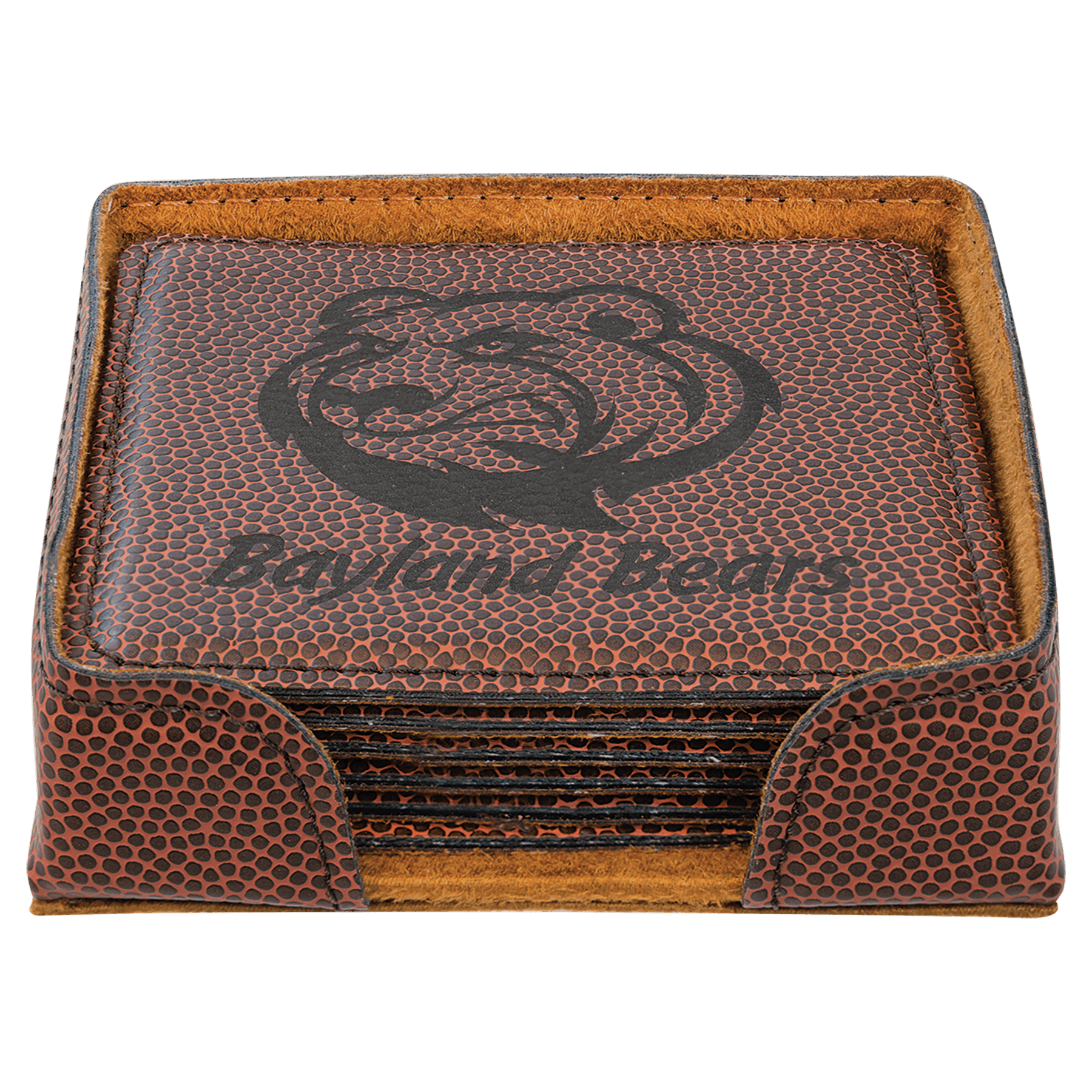 4" x 4" Football Square Leatherette 6-Coaster Set 2