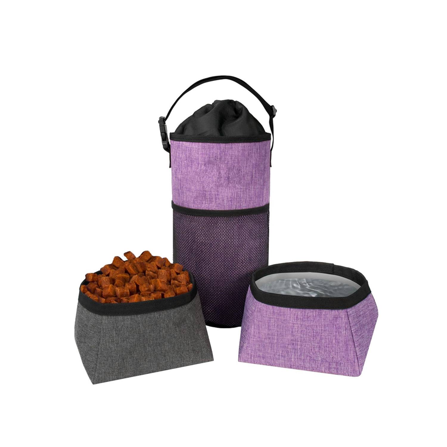 Foldable Waterproof Polyester Dog Food Bag and Bowls Set 13