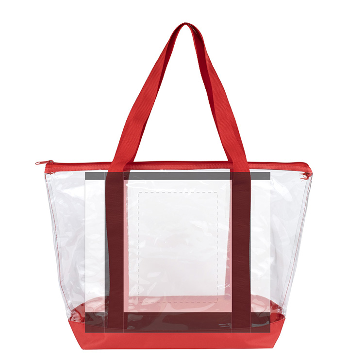 19"W x 13 ½"H x 6"Gusset - "BONDI" Jumbo Clear Zippered Tote Bag 30