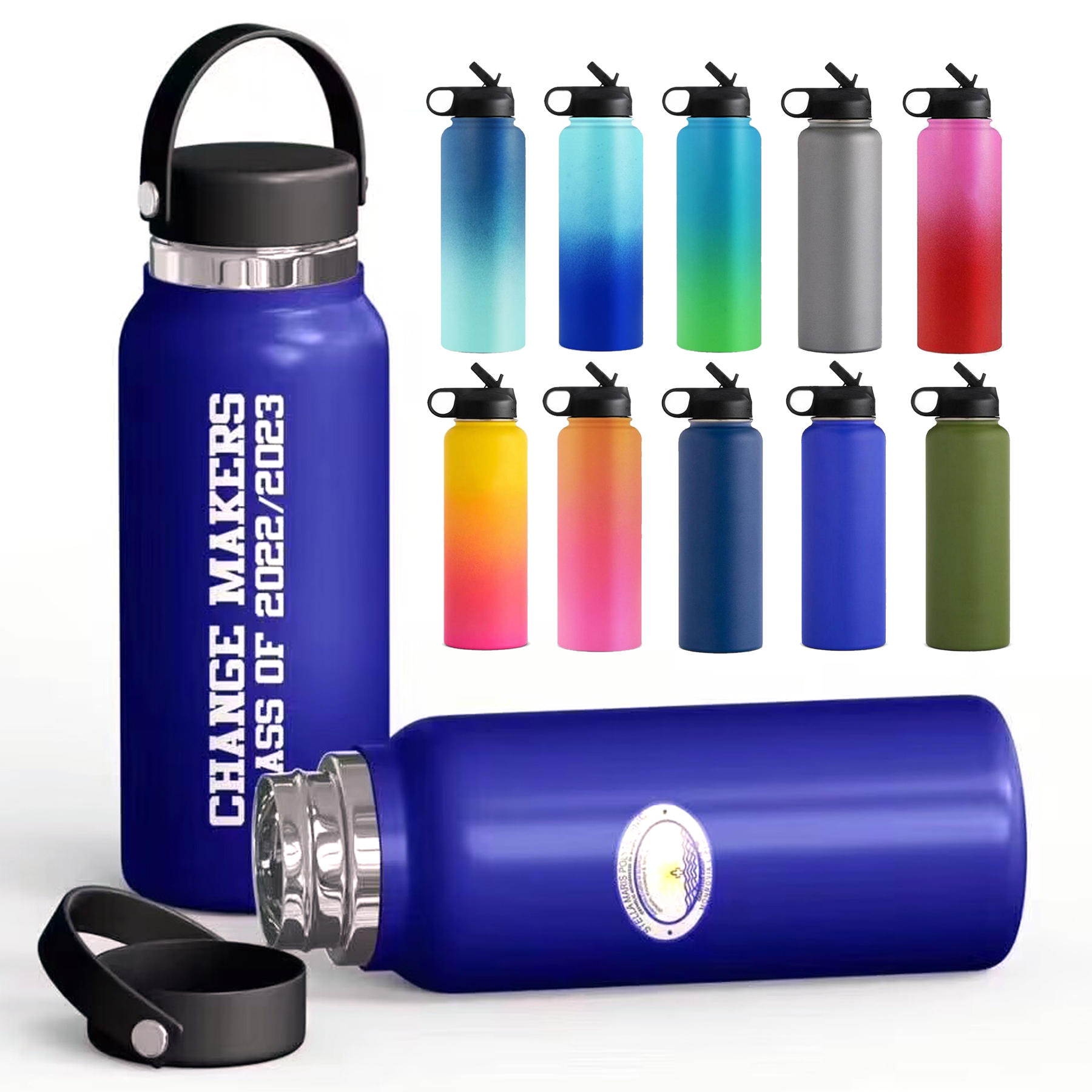 32oz/40oz Wide Mouth Bottle with Straw Lid, custom water bottle with logo imprint 3