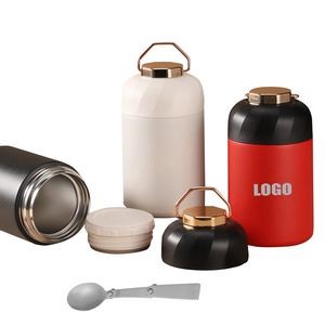 850ml Stainless Steel Food Cup With Double Wall Insulation Foldable Spoon 17