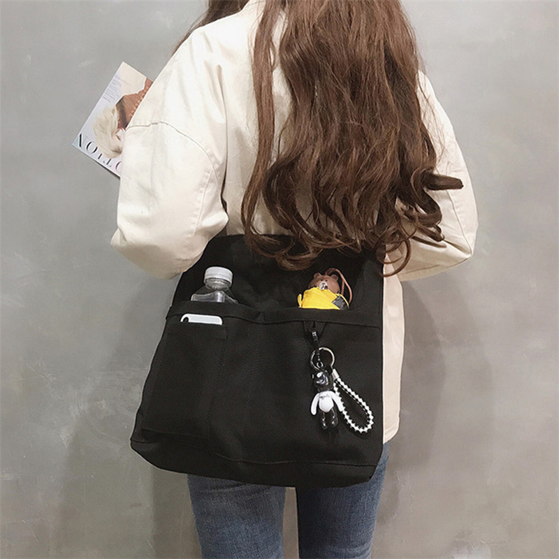 Reusable Canvas Tote Bag w/3 External Pocket 13