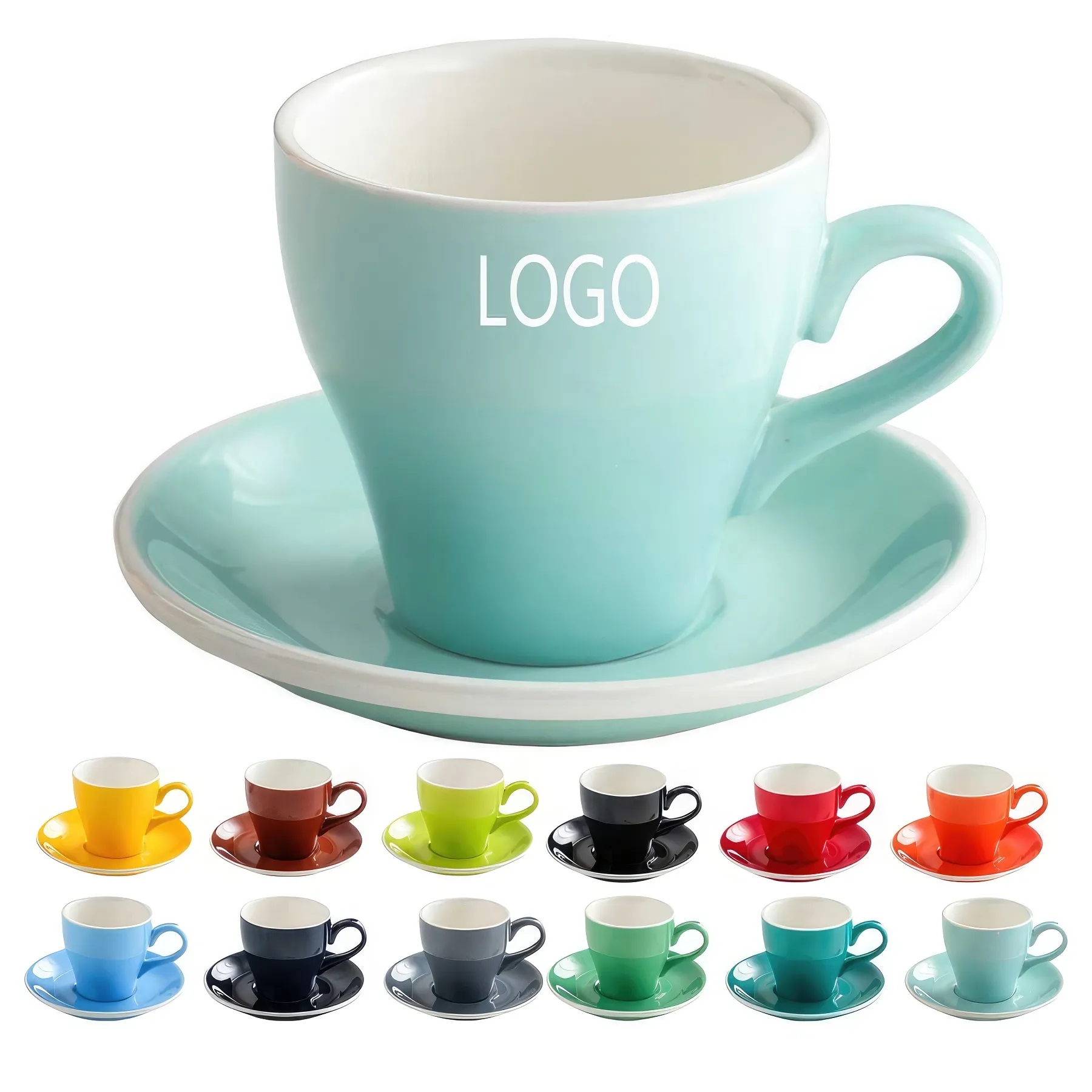 12OZ Ceramic Mug Coffee Cup and Saucer Set 2