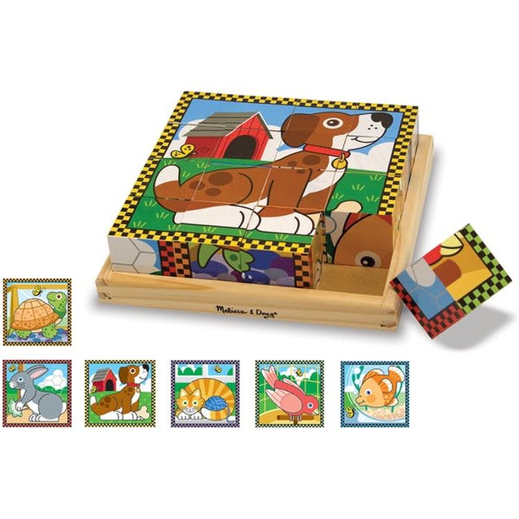 Melissa & Doug Puzzle Cube Sets - 6 Pet Scenes Wood