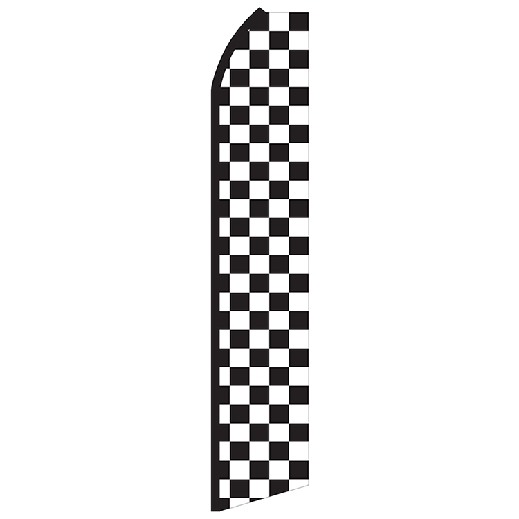 12' Digitally Printed Black/White Checkered Swooper Banner 2