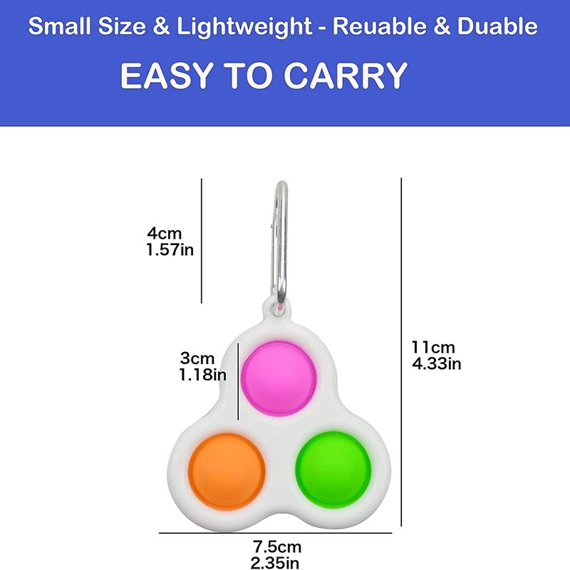 3PCS Bubbles Fidget Simple Dimple Toy w/Carabiner 5