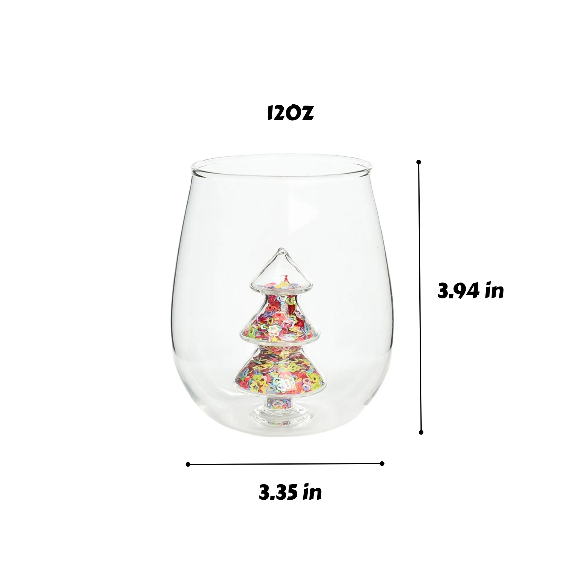 3D Christmas Tree Glass Cup Glitter Design 3