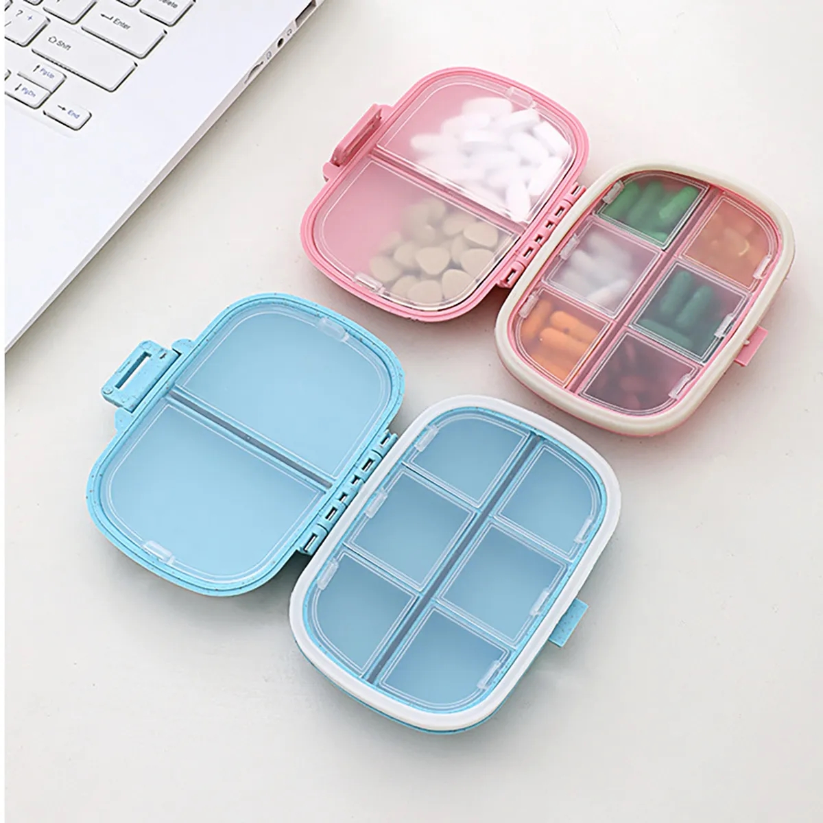 Portable Pocket Wheat Straw Shell Pill Storage Cases Box 7
