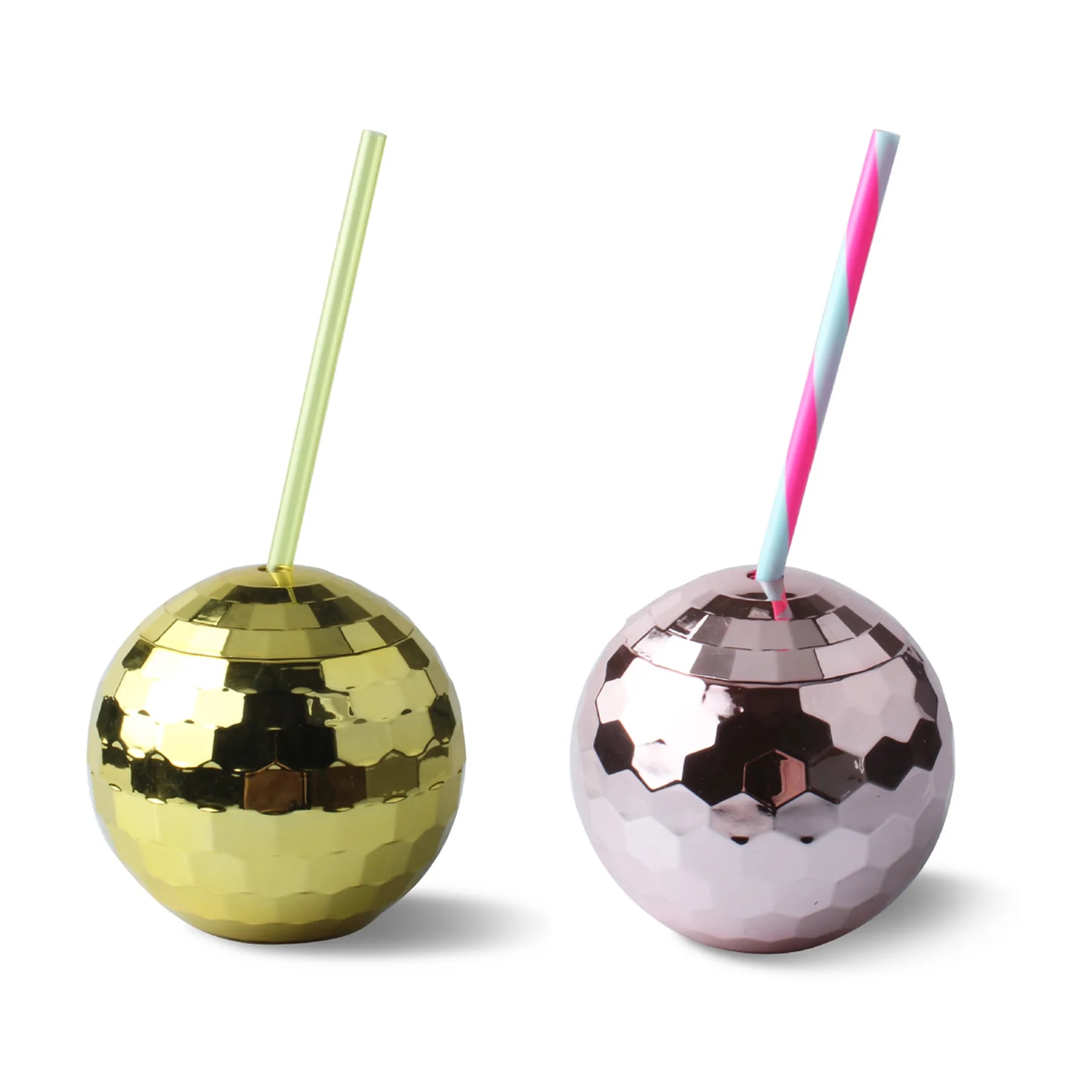 Disco Ball Cups with Lid and Straw 2